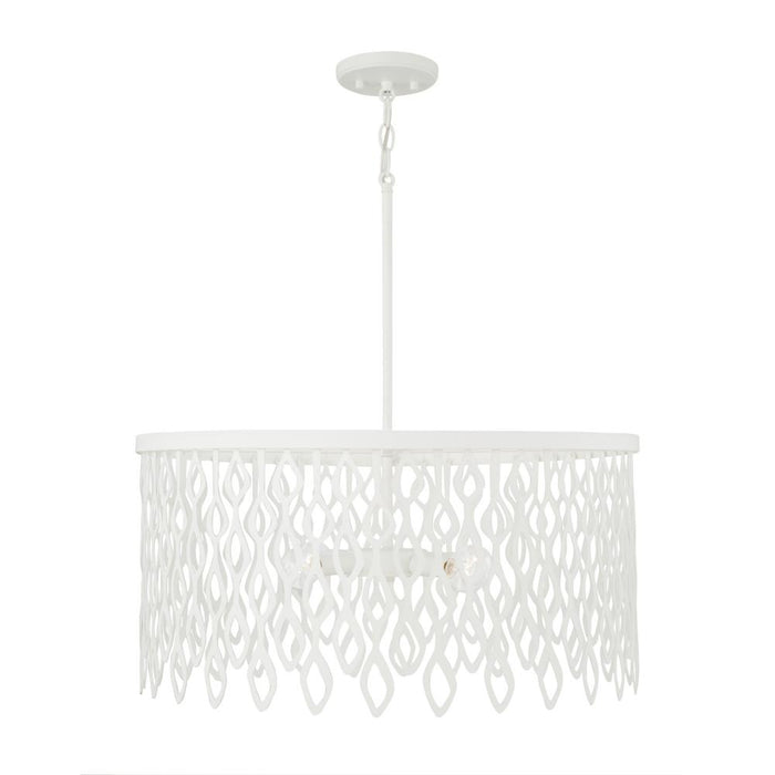 4-light Lasercut Metal Pendant In Matte White Modern Motif | 352941WE