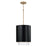 1-light Cylindrical Metal Pendant In Matte Black With Matte Brass Interior And Seeded Glass | 353011RK