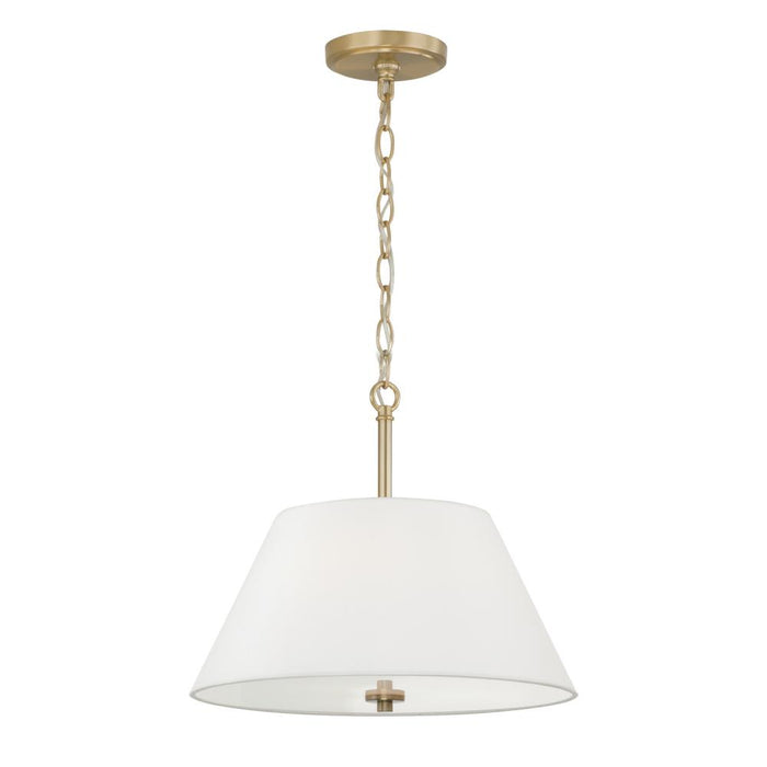 Capital 3-Light Dual Mount Pendant in Matte Brass with White Fabric Shade and Glass Diffuser