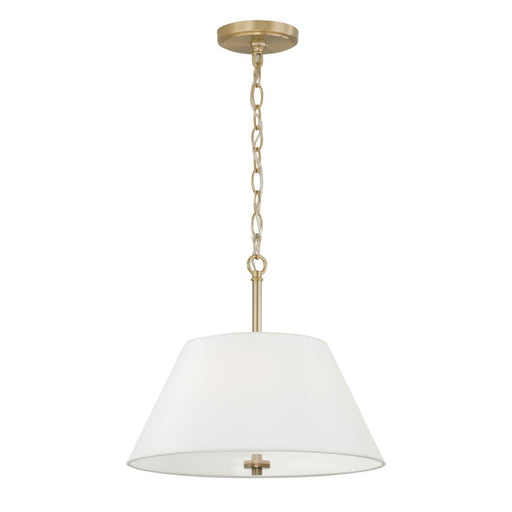 3-light Dual Mount Pendant In Matte Brass With White Fabric Shade And Glass Diffuser | 353231MA