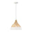 1-light Boho Pendant In Matte White With Handcrafted Natural Rattan | 353911WE