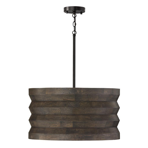 Capital 1-Light Pendant in Matte Black and Handcrafted Mango Wood in Espresso Stain