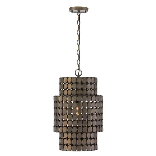 Capital 1-Light Medallion Cylindrical Pendant in Dark Brass