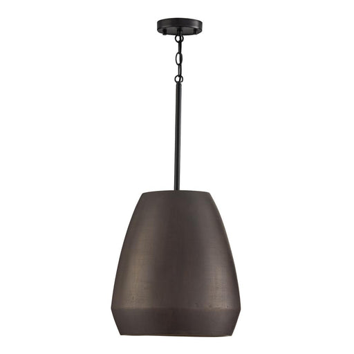 1-light Handcrafted Terracotta Pendant In Umber And Matte Black | 354211UR