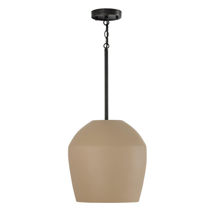 1-light Handcrafted Terracotta Pendant In Sienna And Matte Black | 354212SN