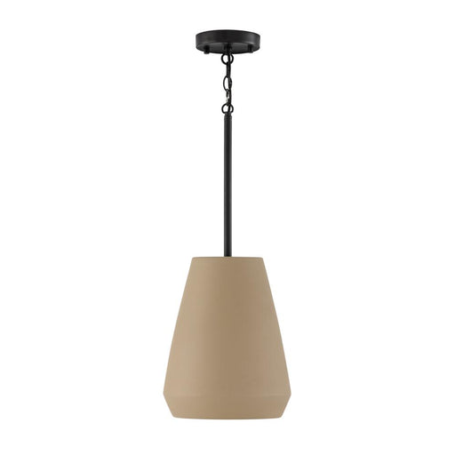 1-light Handcrafted Terracotta Pendant In Sienna And Matte Black | 354213SN