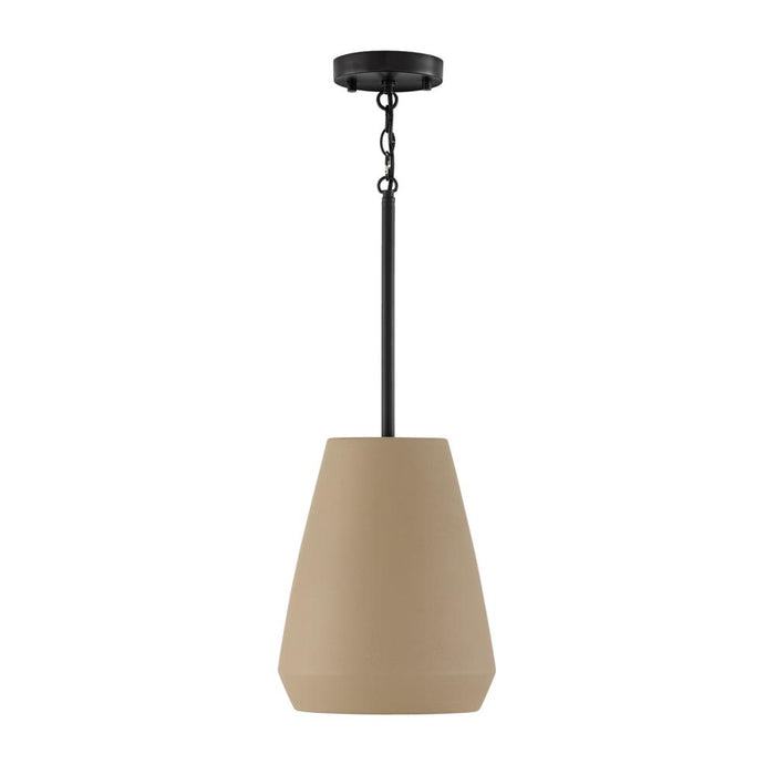 1-light Handcrafted Terracotta Pendant In Sienna And Matte Black | 354213SN