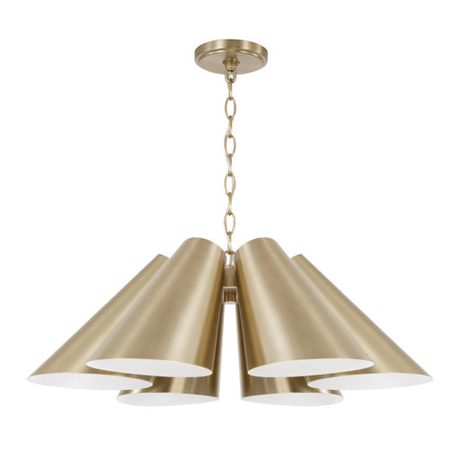 Capital 6-Light Modern Pendant in Matte Brass with Painted White Interior