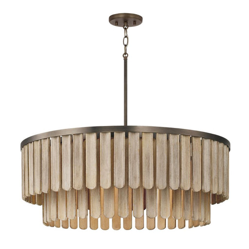 Capital 6-Light Pendant in Dark Brass with Handcrafted Mango Wood in Nordic Grey Stain