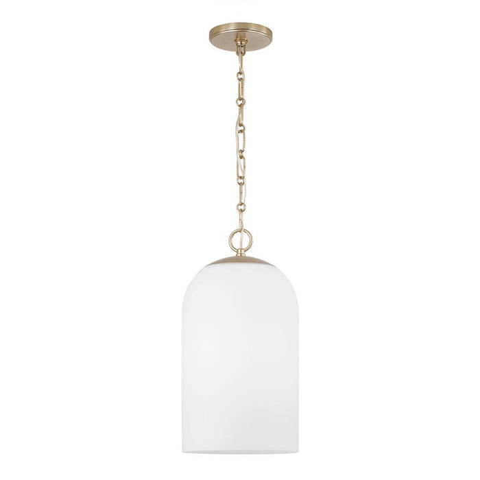 1-light Capsule Pendant In Matte Brass With Soft White Glass And Alternating Loop Designer Chain | 355811MA-554