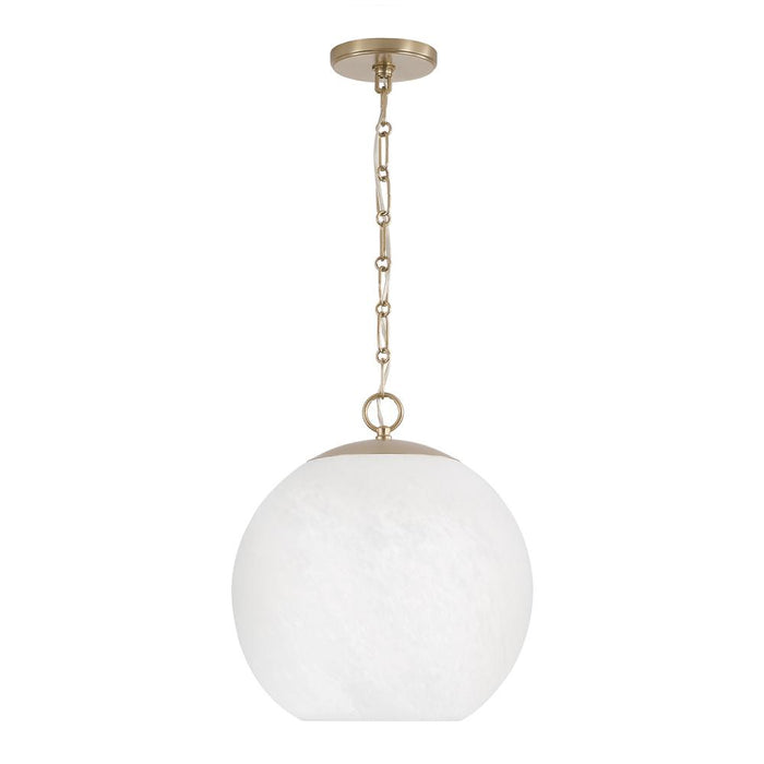 1-light Globe Pendant In Matte Brass With Faux Alabaster Glass And Alternating Loop Designer Chain | 355812MA-551