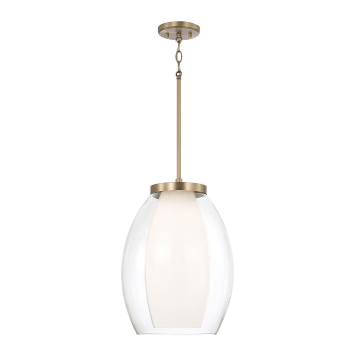 1-light Pendant In Aged Brass With Layered White And Clear Glass | 355911AD