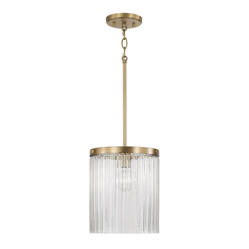 1-light Pendant In Aged Brass With Clear Beveled Fluted Glass | 356211AD