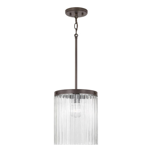 Capital 1-Light Pendant in Oil Rubbed Bronze with Clear Beveled Fluted Glass