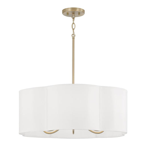 6-light Pendant In Matte Brass With White Fabric Shade | 356461MA