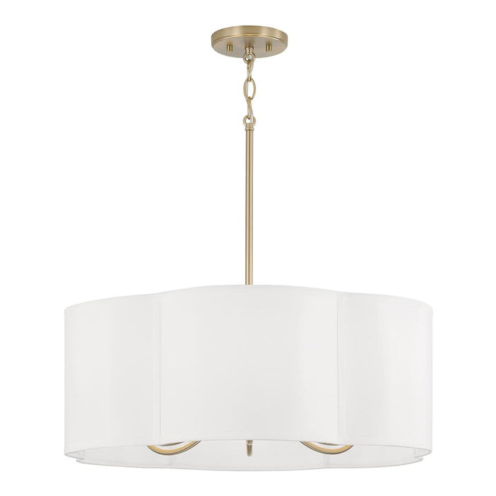 6-light Pendant In Matte Brass With White Fabric Shade | 356461MA