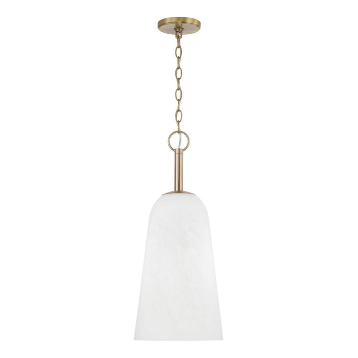 1-light Pendant In Matte Brass With Faux Alabaster Glass | 356911MA