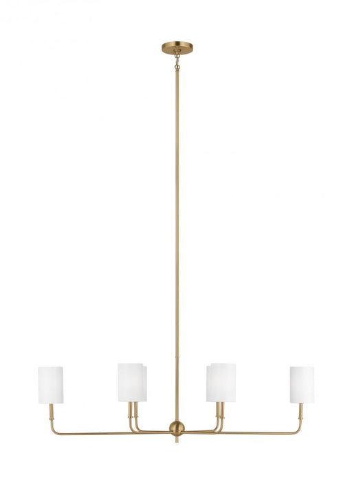 Visual Comfort & Co. Studio Collection Foxdale transitional 6-light indoor dimmable linear chandelier in satin brass gold finish with white