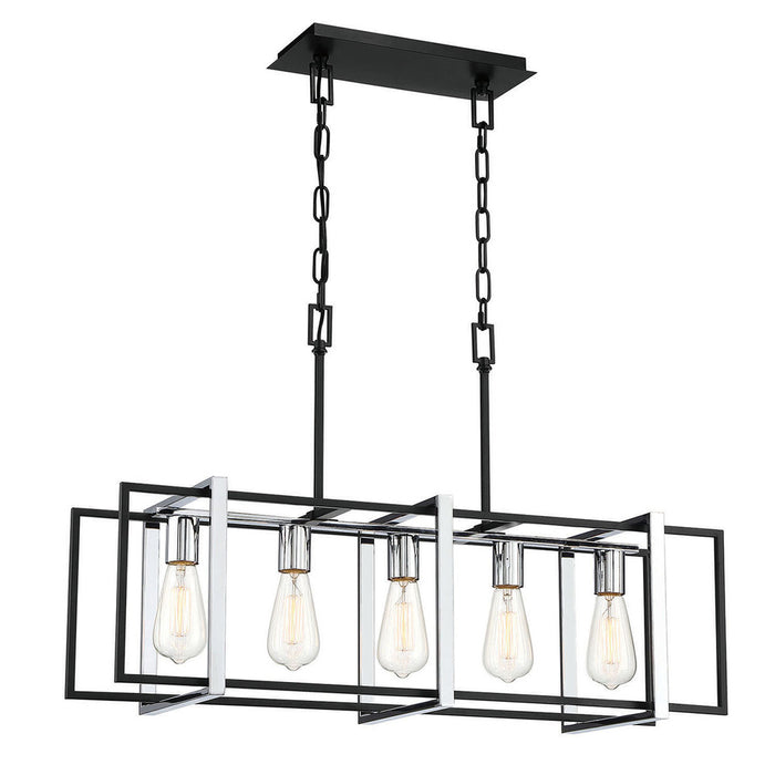 Stafford,chand, 5 Light ,rect,chr/bk | 37118-013