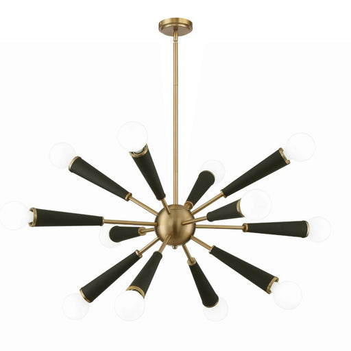 Crystorama Zodiac 12 Light Aged Brass Chandelier