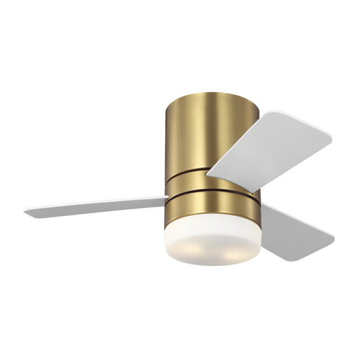 Era 32 Hugger Led Ceiling Fan In Burnished Brass With Matte White Blades And Light Kit | 3ERHR32BBSD