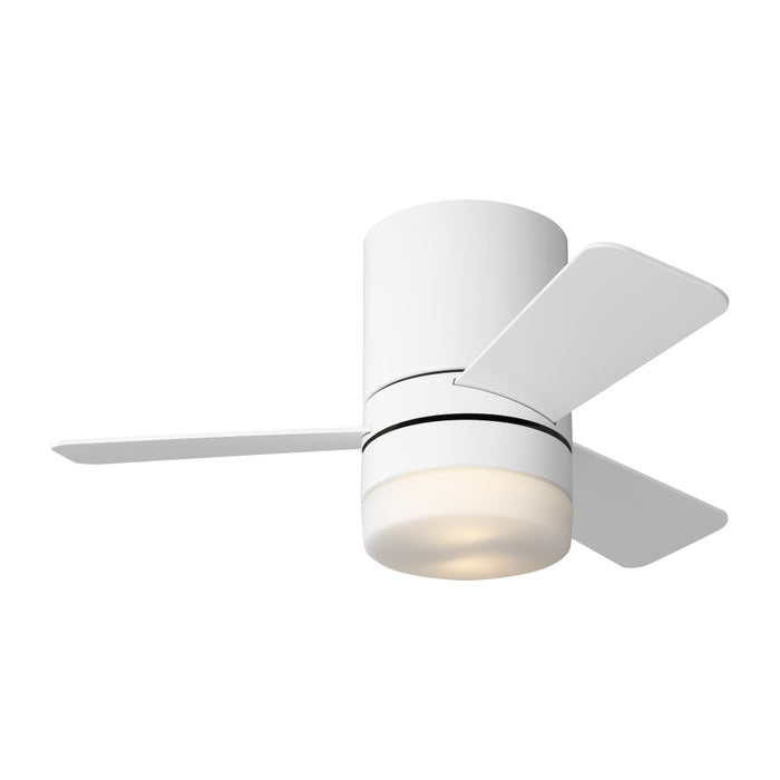 Era 32 Hugger Led Ceiling Fan In Matte White With Matte White Blades And Light Kit | 3ERHR32RZWD