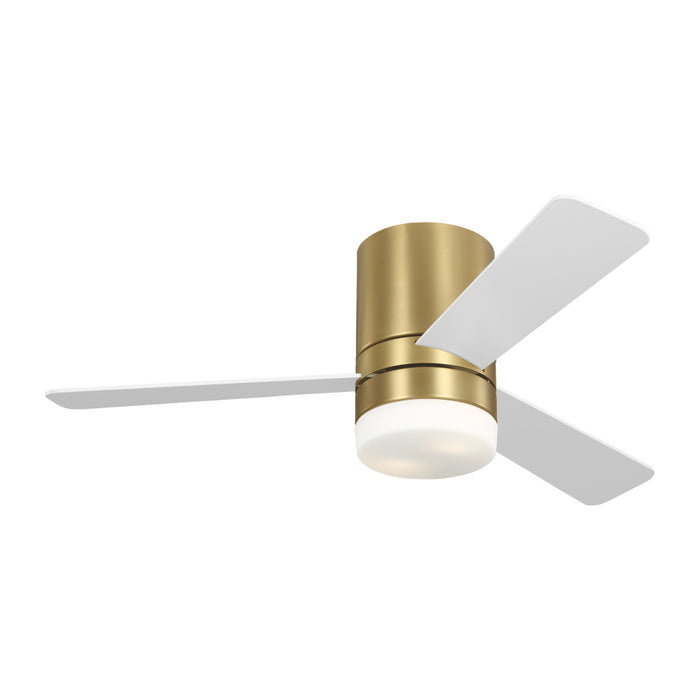 Era 44 Hugger Led Ceiling Fan In Burnished Brass With Matte White Blades And Light Kit | 3ERHR44BBSD