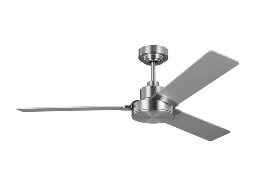 Generation Lighting Jovie 52" Indoor/Outdoor Brushed Steel Ceiling Fan with Wall Control and Manual Reversible Motor