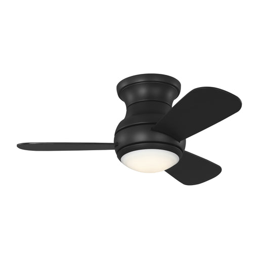 Orbis 32 Hugger Led Ceiling Fan In Midnight Black With Midnight Black Blades And Light Kit | 3OBSHR32MBKD