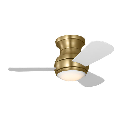 Orbis 32 Hugger Led Ceiling Fan In Satin Brass With Matte White Blades And Light Kit | 3OBSHR32SBD