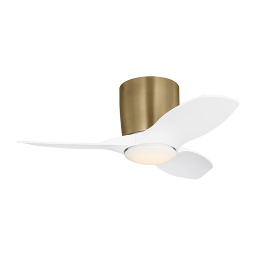 Titus 32 Hugger Led Ceiling Fan In Satin Brass With Matte White Blades And Light Kit | 3TTHR32SBD