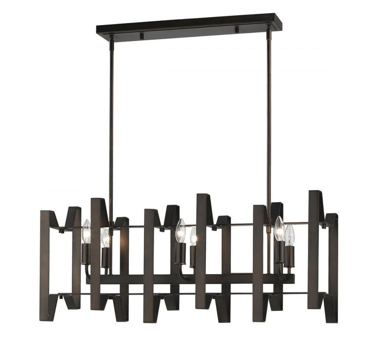 6 Light Linear Chandelier | 4000-34BRZ