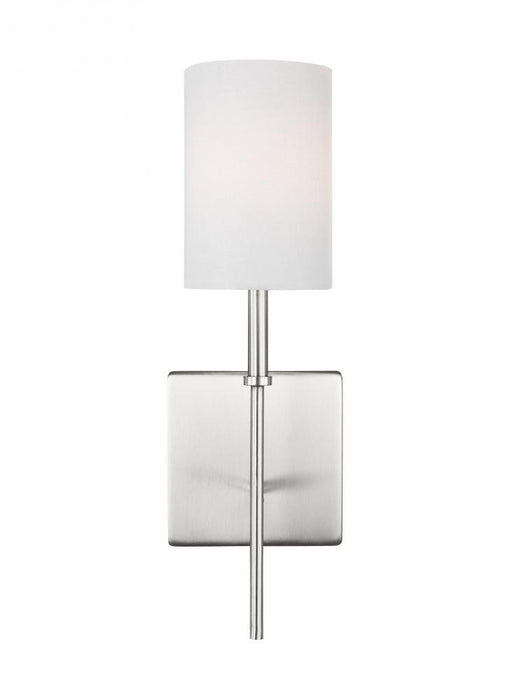 Visual Comfort & Co. Studio Collection Foxdale transitional 1-light indoor dimmable bath sconce in brushed nickel silver finish with white