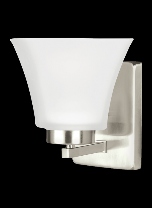Generation Lighting Bayfield contemporary 1-light indoor dimmable bath vanity wall sconce in brushed nickel silver finis