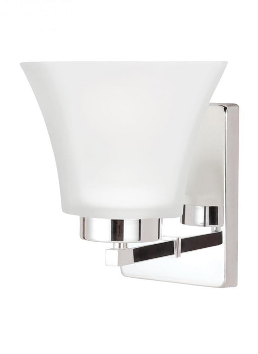 Generation Lighting Bayfield contemporary 1-light LED indoor dimmable bath vanity wall sconce in chrome silver finish wi