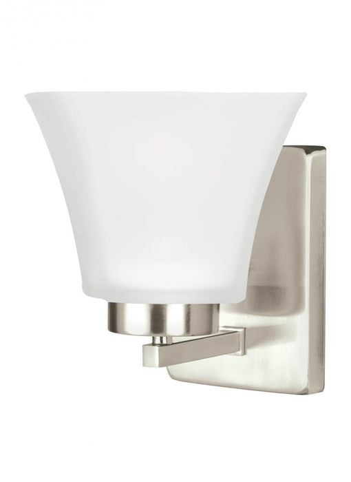 Generation Lighting Bayfield contemporary 1-light LED indoor dimmable bath vanity wall sconce in brushed nickel silver f | 4111601EN3-962