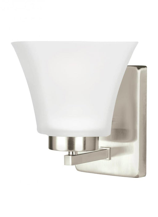 Generation Lighting Bayfield contemporary 1-light LED indoor dimmable bath vanity wall sconce in brushed nickel silver f
