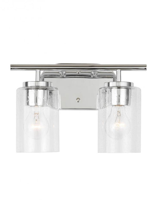 Generation Lighting Oslo dimmable 2-light wall bath sconce in a chrome finish with clear seeded glass shade