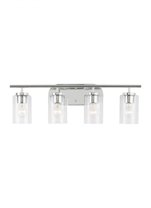 Generation Lighting Oslo dimmable 4-light wall bath sconce in a chrome finish with clear seeded glass shade