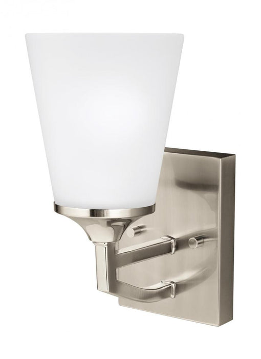 Generation Lighting Hanford traditional 1-light indoor dimmable bath vanity wall sconce in brushed nickel silver finish | 4124501-962
