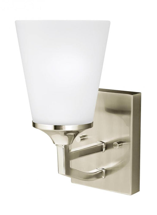 Generation Lighting Hanford traditional 1-light LED indoor dimmable bath vanity wall sconce in brushed nickel silver fin