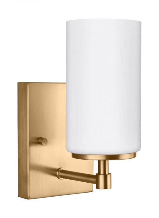 Generation Lighting Alturas contemporary 1-light indoor dimmable bath vanity wall sconce in satin brass gold finish with