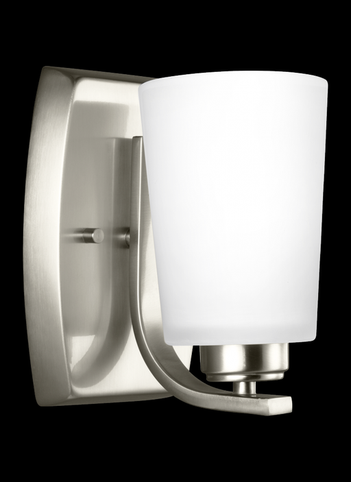 Generation Lighting Franport transitional 1-light indoor dimmable bath vanity wall sconce in brushed nickel silver finis