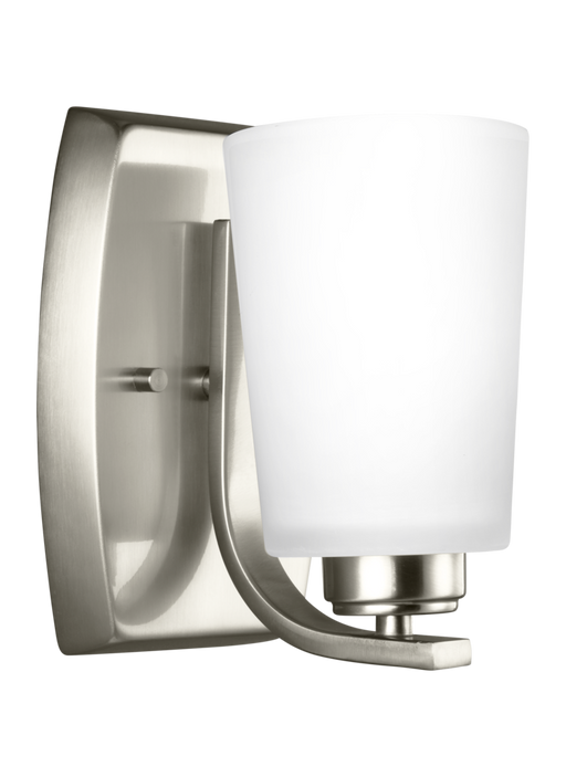Generation Lighting Franport transitional 1-light LED indoor dimmable bath vanity wall sconce in brushed nickel silver f