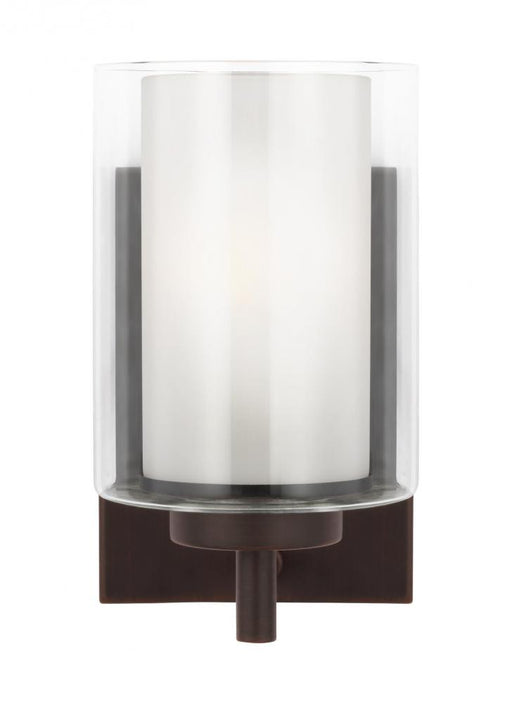 Generation Lighting Elmwood Park traditional 1-light indoor dimmable bath vanity wall sconce in bronze finish with satin