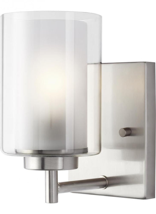 Generation Lighting Elmwood Park traditional 1-light indoor dimmable bath vanity wall sconce in brushed nickel silver fi