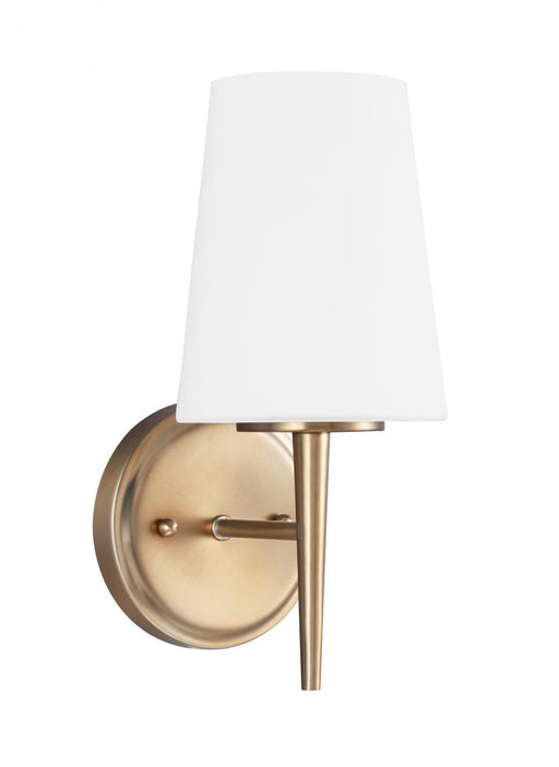 Generation Lighting Driscoll contemporary 1-light indoor dimmable bath vanity wall sconce in satin brass gold finish wit