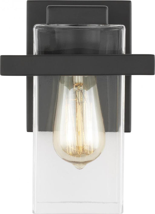 Generation Lighting Mitte transitional 1-light indoor dimmable bath vanity wall sconce in midnight black finish with cle