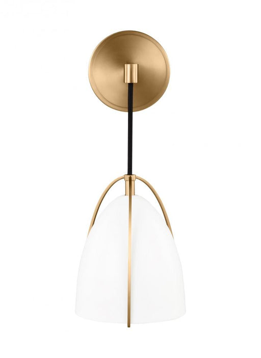 Visual Comfort & Co. Studio Collection Norman modern 1-light indoor dimmable bath vanity wall sconce in satin brass gold finish with matte