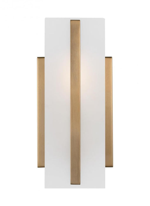 Visual Comfort & Co. Studio Collection Dex contemporary 1-light LED indoor dimmable bath wall sconce in satin brass gold finish with satin